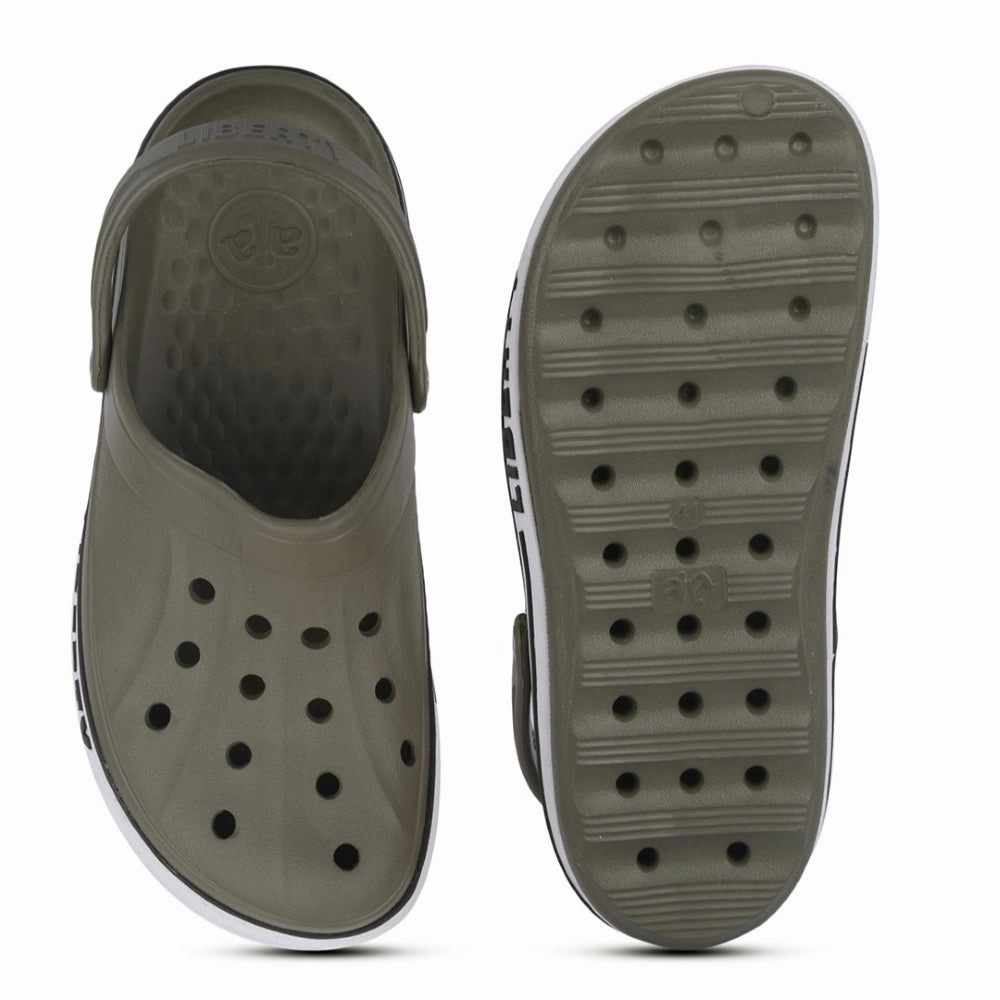 A-HA Olive Green Casual Slip-on Clogs For Men LITEWALK By Liberty
