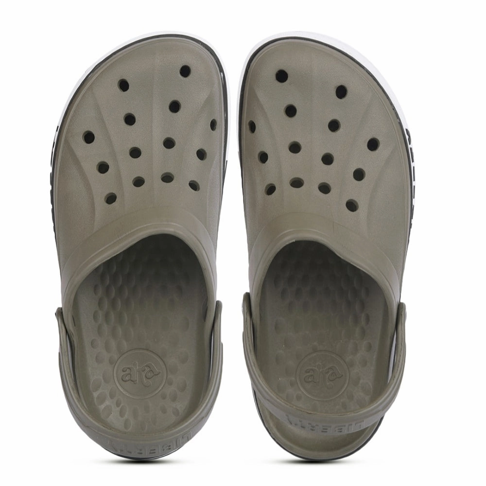 A-HA Olive Green Casual Slip-on Clogs For Men LITEWALK By Liberty