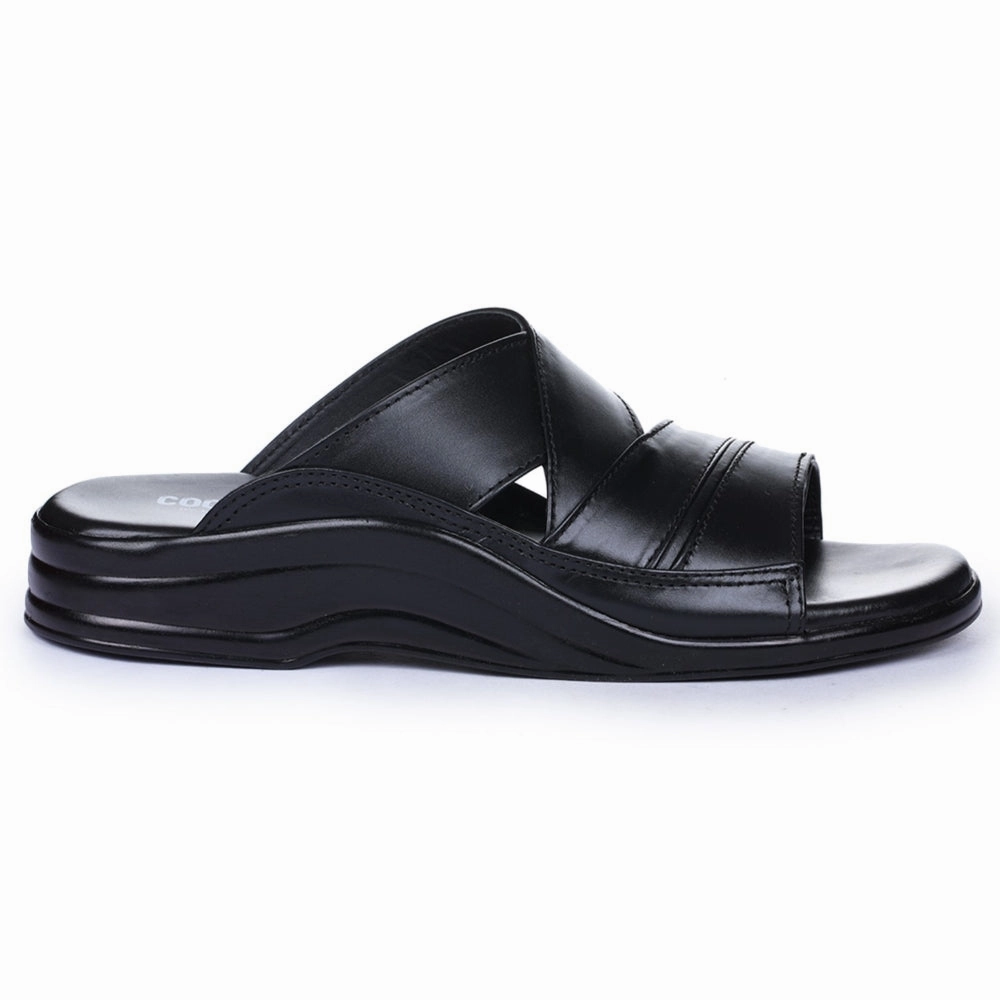 Coolers Casual Black Slippers For Men 7123-79 By Liberty