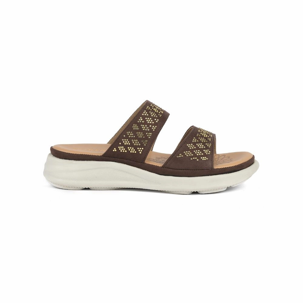 Healers Casual Brown Slippers For Women SMT-2 By Liberty