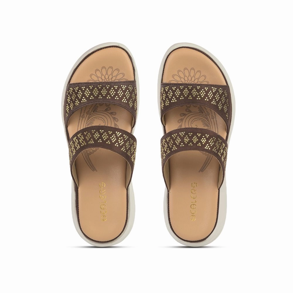 Healers Casual Brown Slippers For Women SMT-2 By Liberty