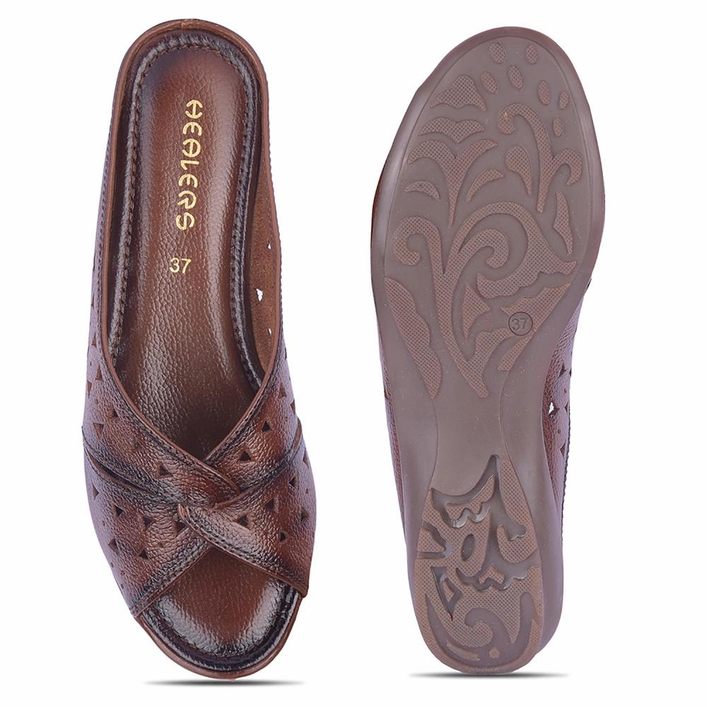 Healers Casual Tan Slippers For Women TLO-62 By Liberty