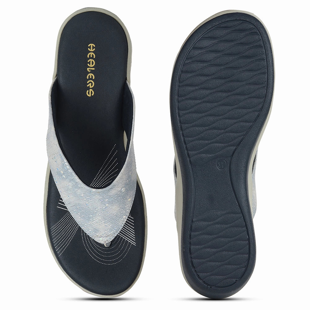 Healers Silver Casual Slipper For Women JJL-12 By Liberty