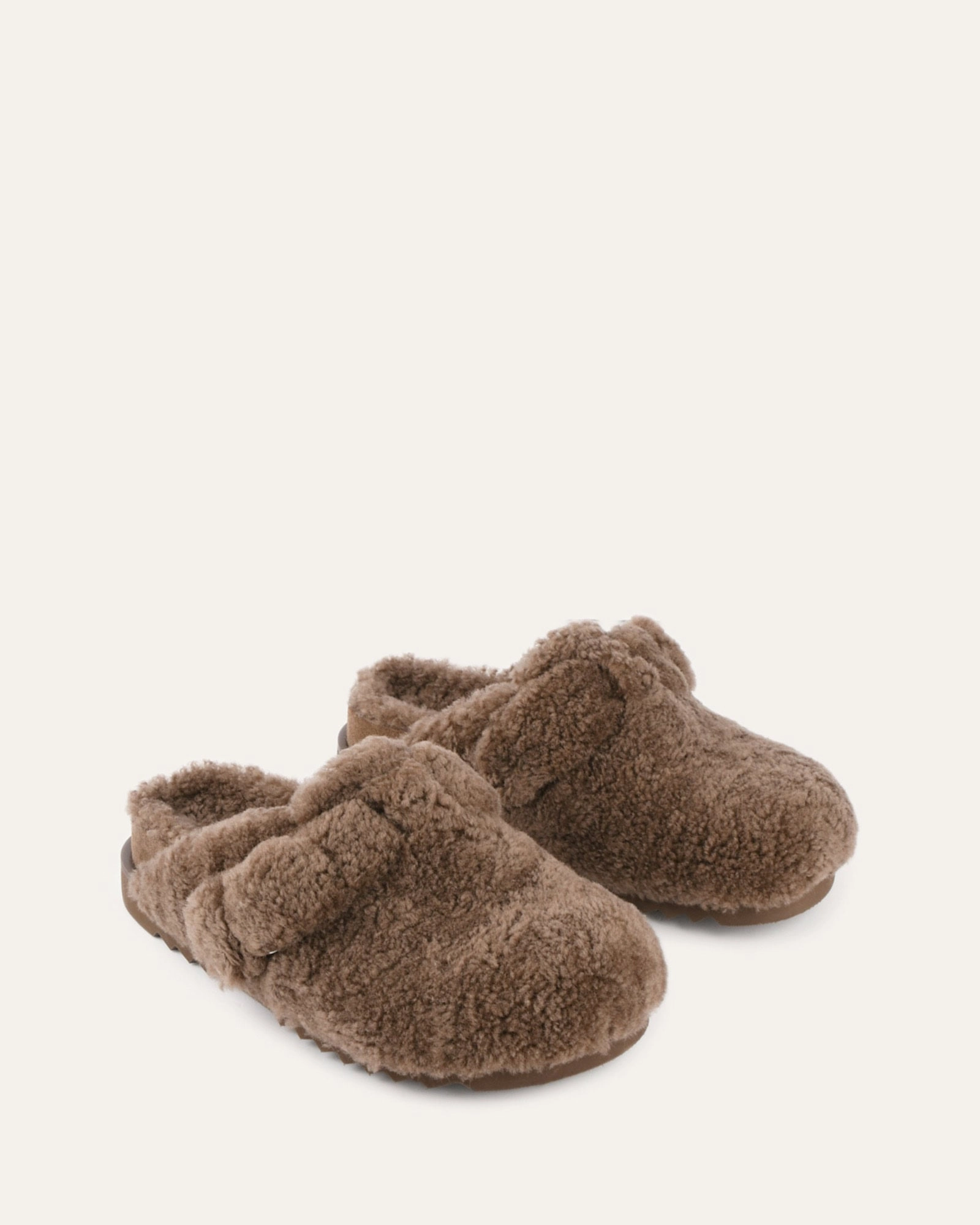 JUNIE CASUAL FLATS TAUPE SHEARLING