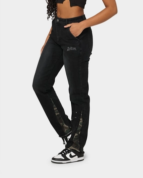 Loiter Demolition Flare Jeans Washed Black