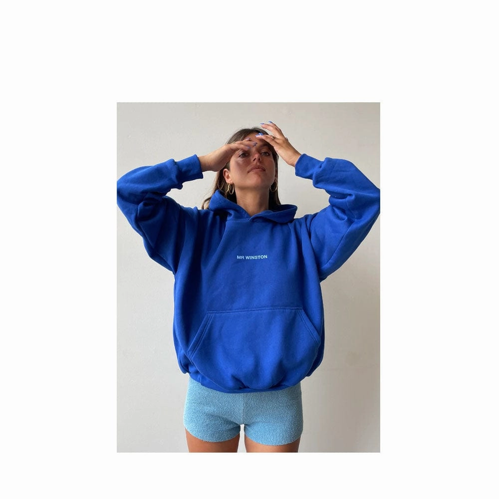 MR WINSTON ROYAL BLUE LIGHT PUFF PRINT HOODIE (NEW)
