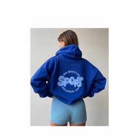 MR WINSTON ROYAL BLUE LIGHT PUFF PRINT HOODIE (NEW)