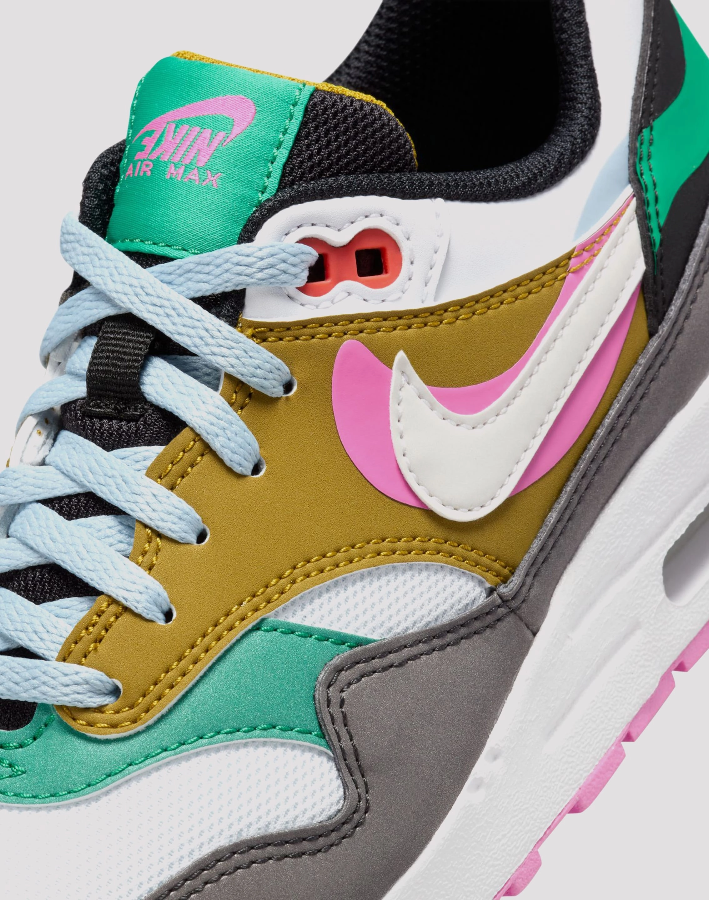 Nike Nike Air Max 1 SE Grade School Girls' Black/White/Playful Pink/Stadium Green Shoe