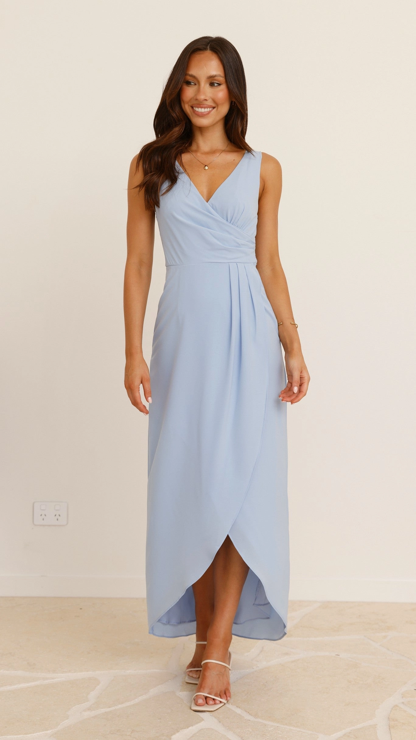 Pamela V Neck Maxi Dress - Blue