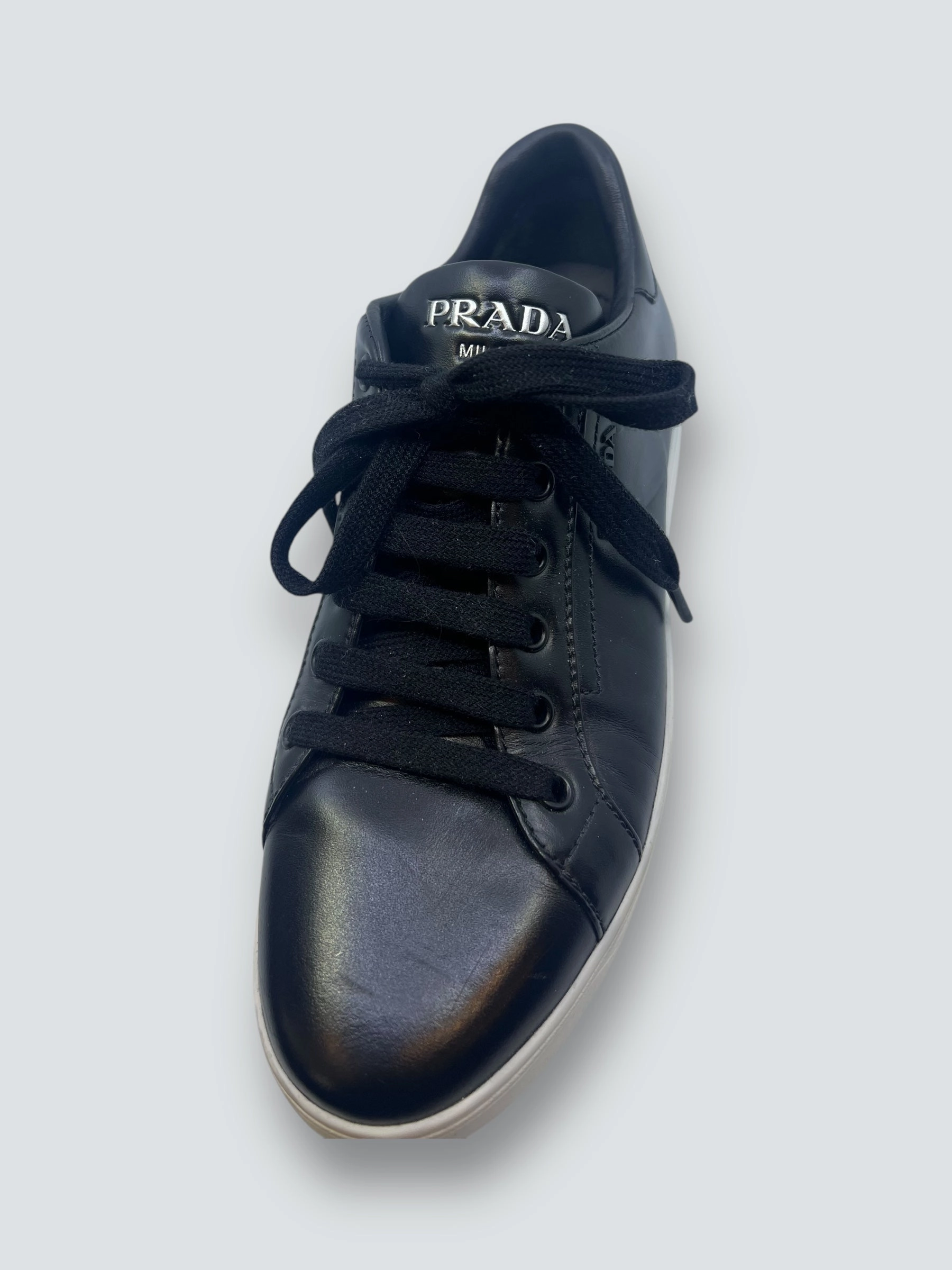 Prada Black Leather Sneaker - Size Uk 5