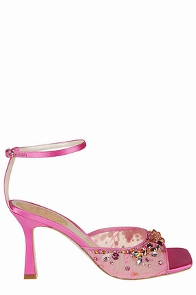 René Caovilla Crystal Embellished Ankle Strap Sandals