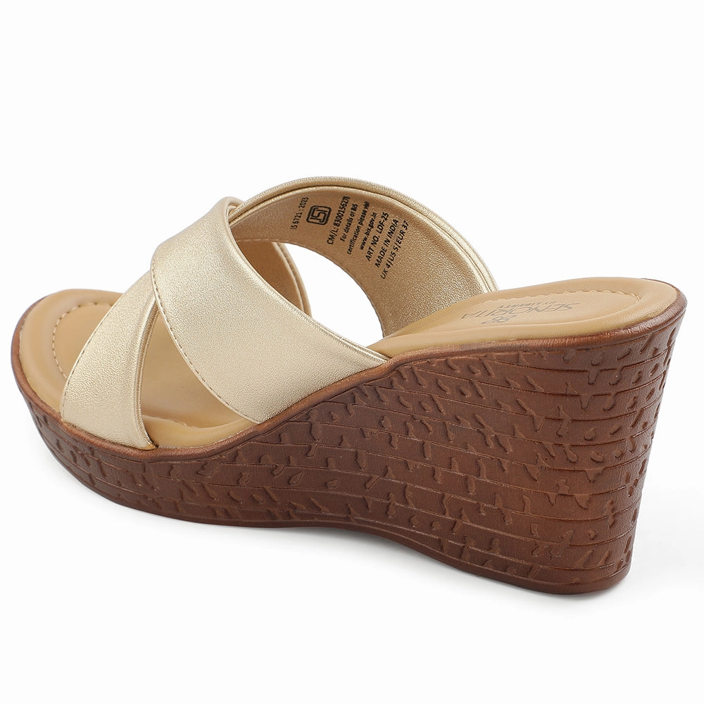 Senorita Beige Casual Wedge Heel Sandal For Women LDF-25 By Liberty
