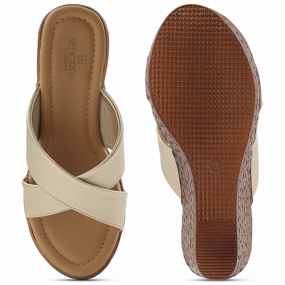 Senorita Beige Casual Wedge Heel Sandal For Women LDF-25 By Liberty