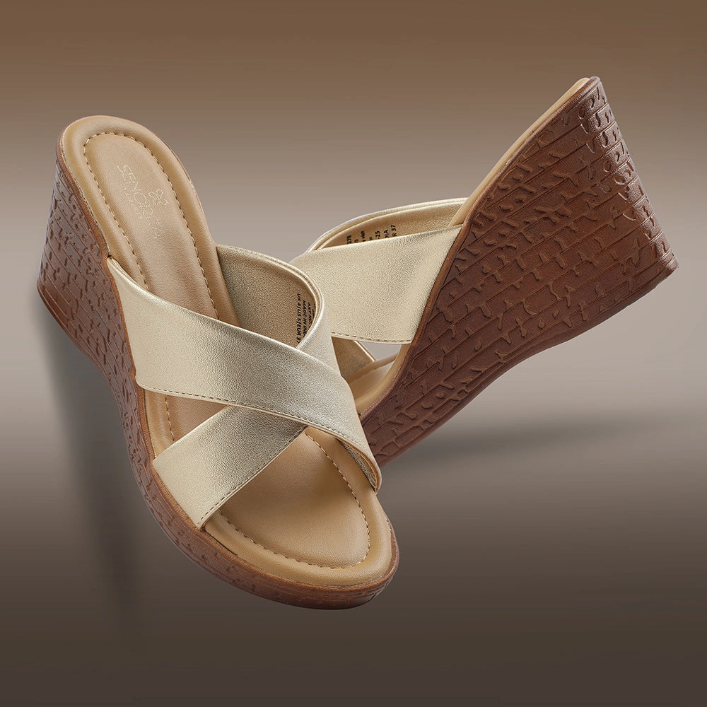 Senorita Beige Casual Wedge Heel Sandal For Women LDF-25 By Liberty