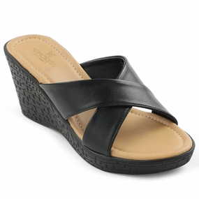 Senorita Black Casual Wedge Heel Sandal For Women LDF-25 By Liberty