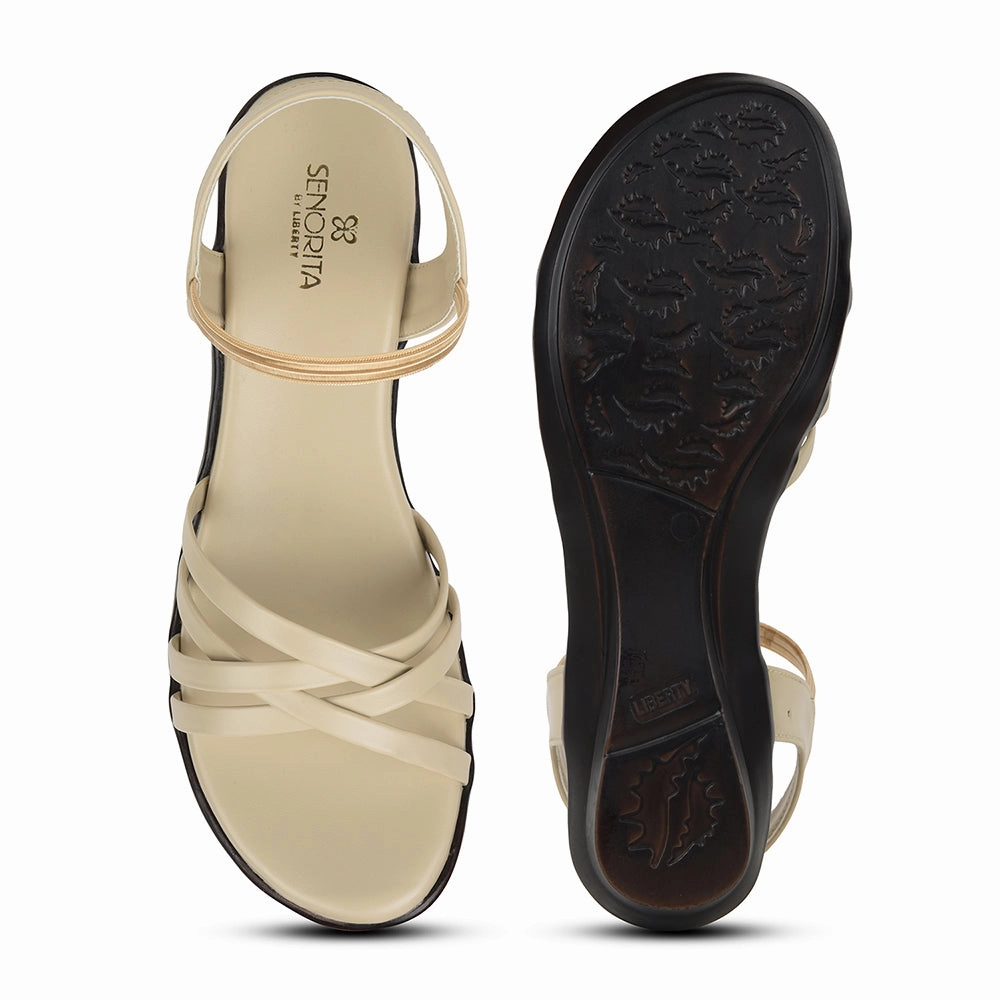 Senorita Cream Casual Sandal For Women JFL-39 By Liberty