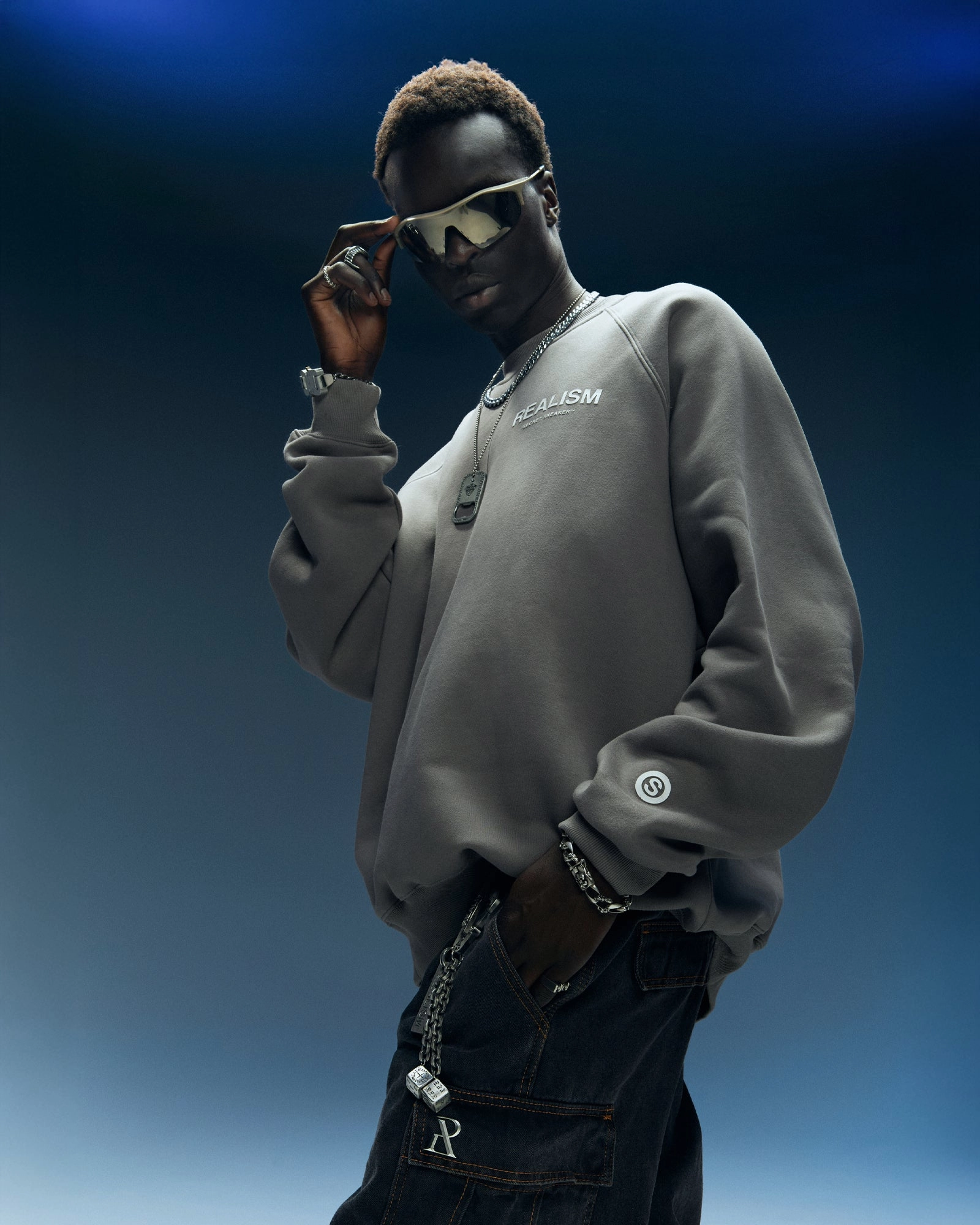 SSS REALISM BACK LOGO CREWNECK COOL GREY