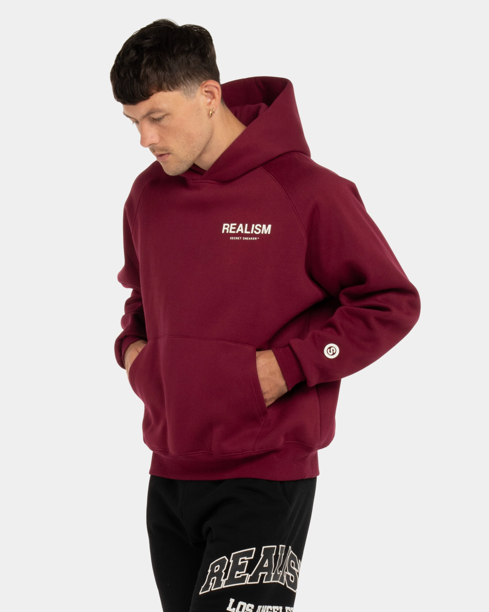 SSS REALISM BACK LOGO HOODIE CARMINE RED
