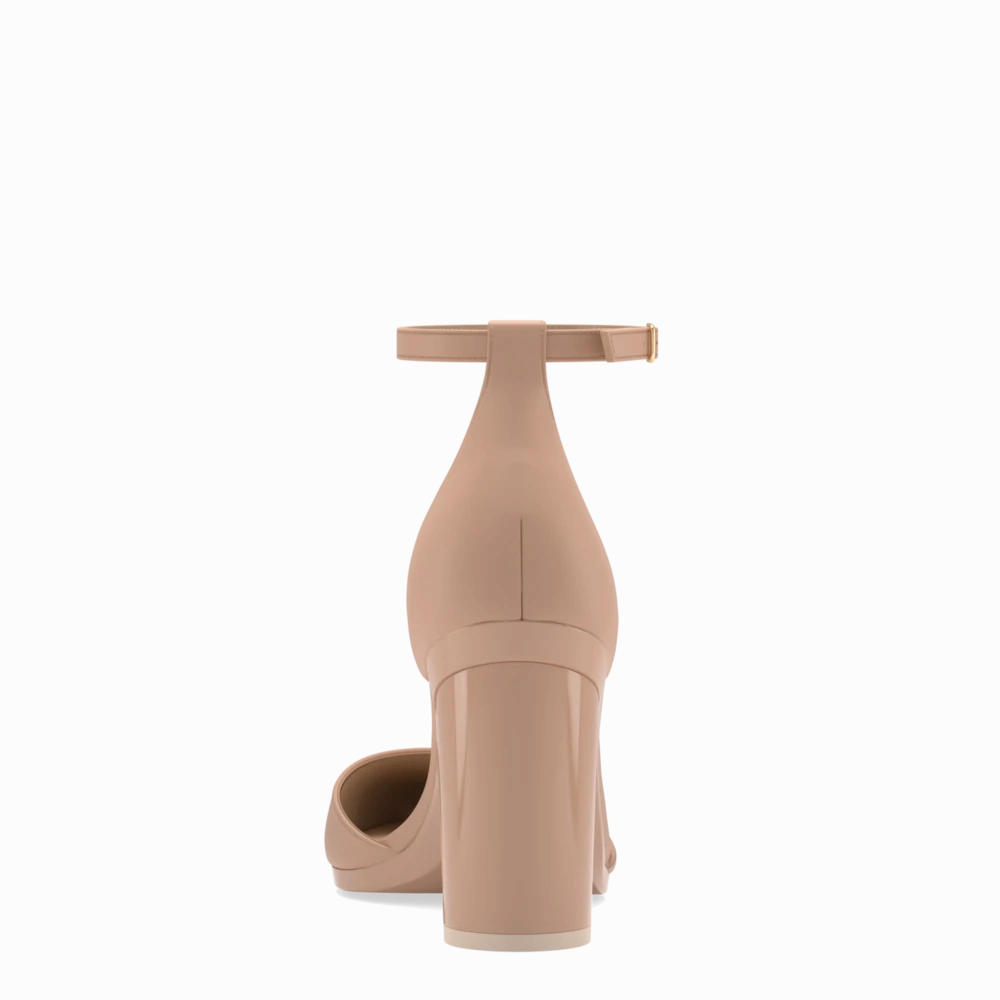 The D'Orsay Latte Leather   Block Heel Kit 4 Latte