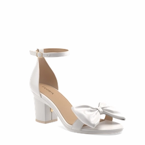 The Pashionista - White Satin Bow   Block Heel Kit 3 White - FINAL SALE