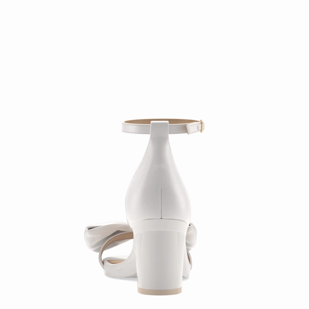 The Pashionista - White Satin Bow   Block Heel Kit 3 White - FINAL SALE