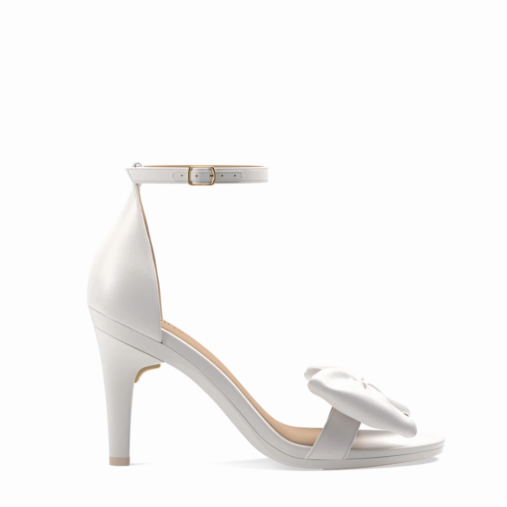 The Pashionista - White Satin Bow   Stiletto Heel Kit 4 White - FINAL SALE