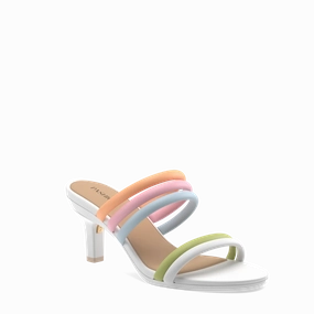 The Slide - White Multi Vegan Leather Rope 3 Stiletto