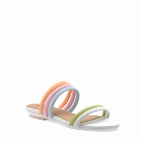 The Slide - White Multi Vegan Leather Rope Flat