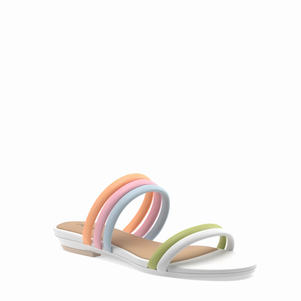 The Slide - White Multi Vegan Leather Rope Flat