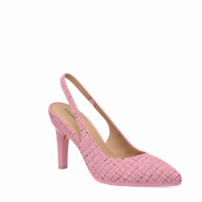 The Slingback - Pink Tweed 4 Stiletto