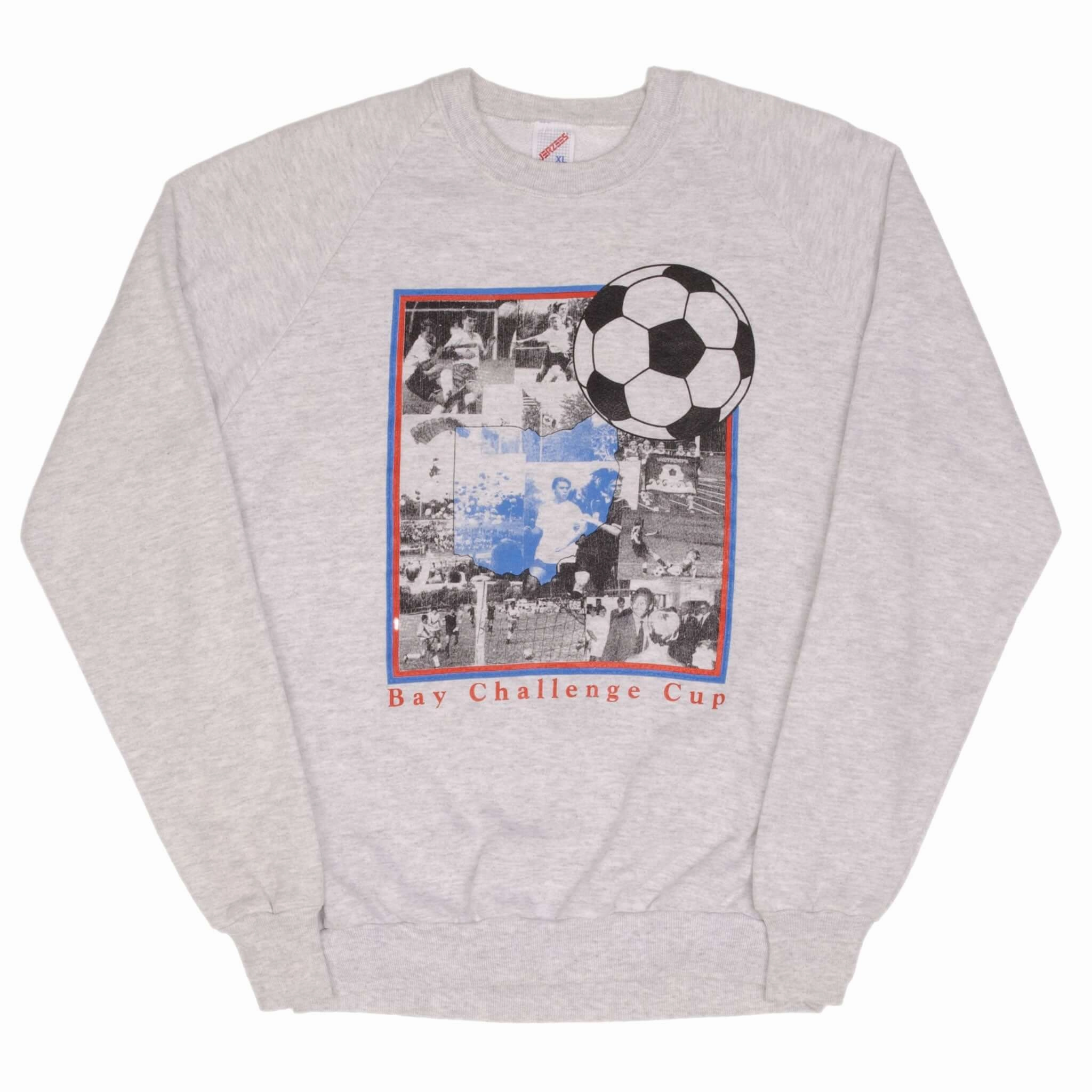 VINTAGE SOCCER BAY CHALLENGE CUP EARLY 1990S SWEATSHIRT SIZE LARGE MADE IN USA