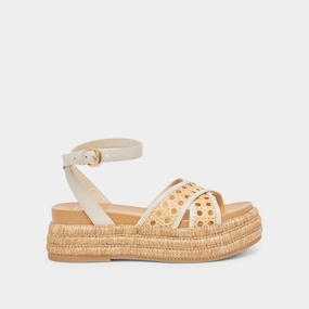 WRILEY SANDALS CREME WOVEN RAFFIA